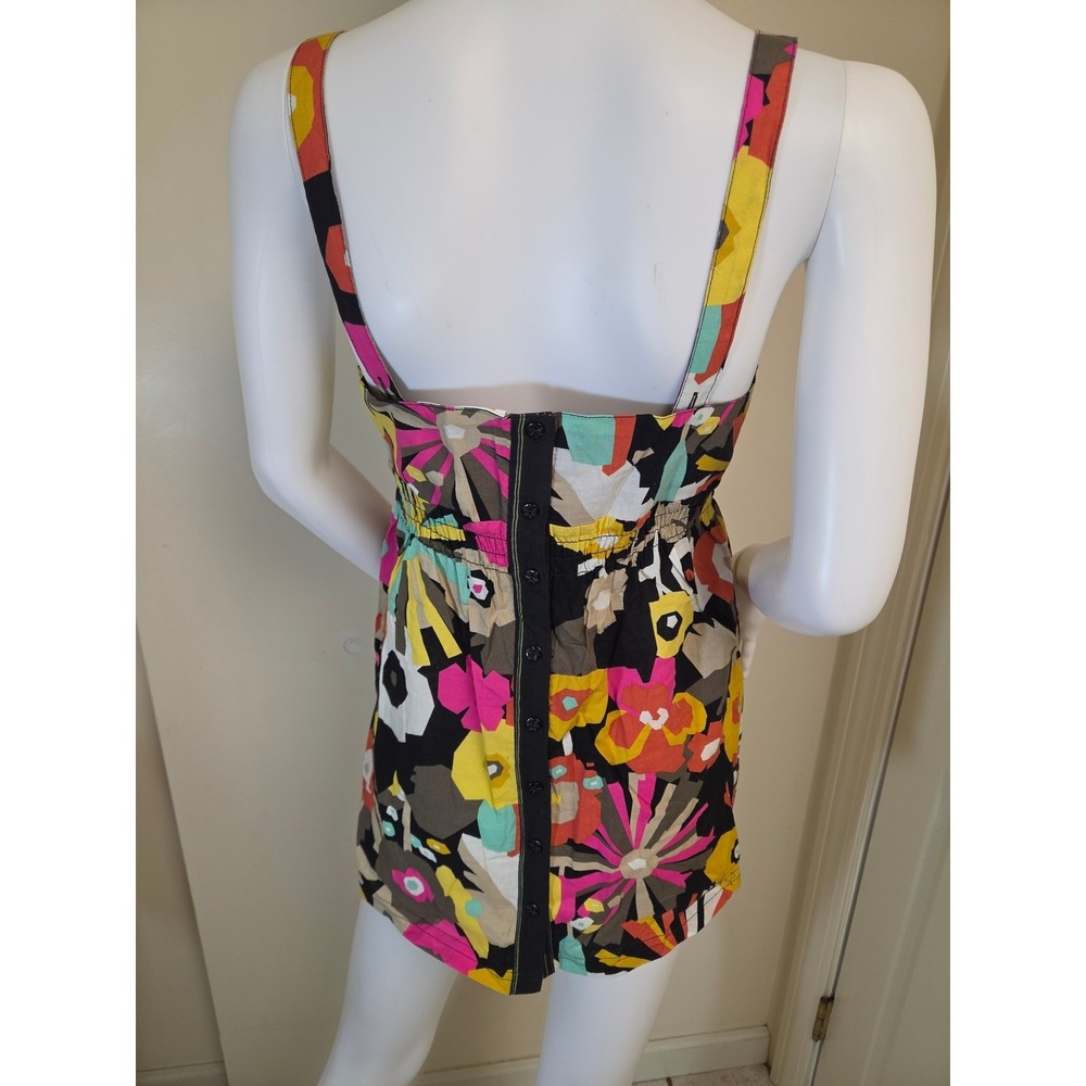 Roxy Womens Floral Babydoll Camisole Top Black Multi Color V-Neck Small - Picture 7 of 10